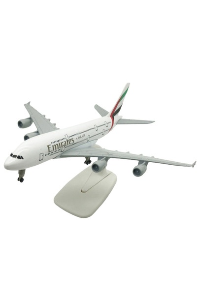 OEM Machetă de avion Emirates Airbus A380, metal, 20 cm, scară 1:250