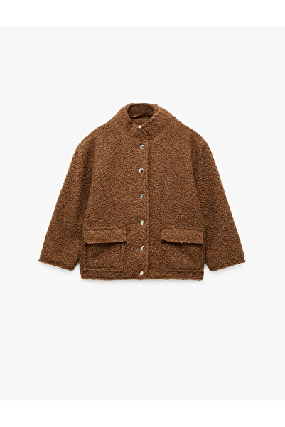 Koton Dik Yaka Uzun Kollu Kapaklı Cepli Bürümcük Ceket