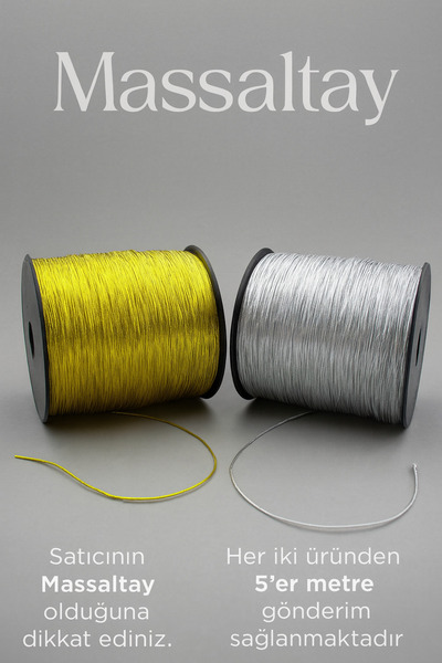 Massaltay Simli Monofil İp Gümüş ve Gold 5’er Metre Süsleme Malzemesi El İşi Aksesuarı