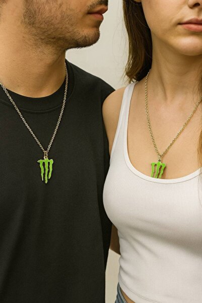 Yuchicly قلادة للرجال والنساء بشعار Green Monster – مفعمة بالحيوية وعصرية