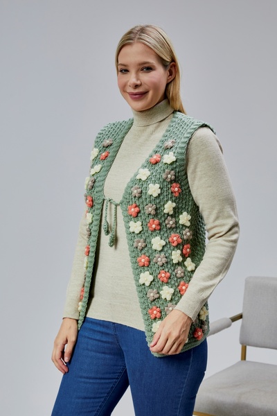 Jinx Wear Fashion Спеціальний дизайн для жінок середнього віку з перлами та кольоровими маргаритками на жіночому жилеті