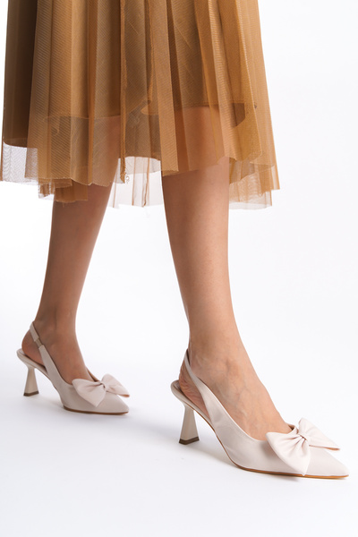 oyyo Women's Bow Evening Dress Black Fabric Heeled Shoes 7cm Heeled