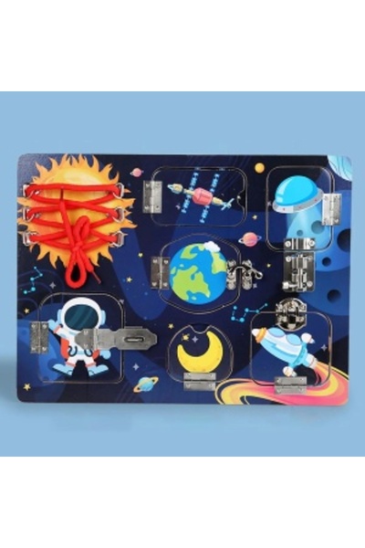 Picodino Wooden board with laces and padlocks - Cosmic Space