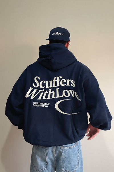 CLASSY.MODA Scuffers With Love Світшот з принтом на капюшоні Oversize Unisex з кишенями-кенгуру