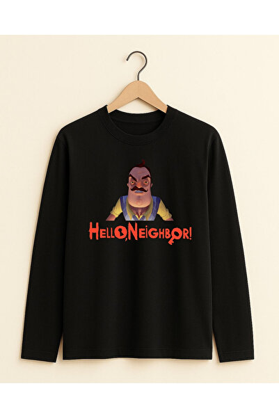 fasardi Hello Neighbor Baskılı Unisex Uzun Kollu Çocuk Tişört