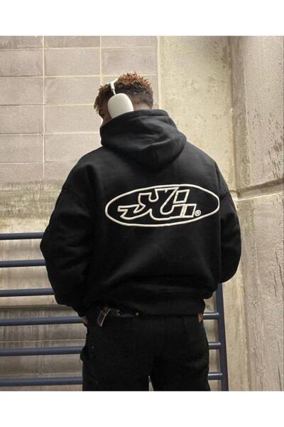 CLASSY.MODA Ανδρικό φούτερ με κουκούλα Οβάλ γραφικό στάμπα με γράμματα Oversi...