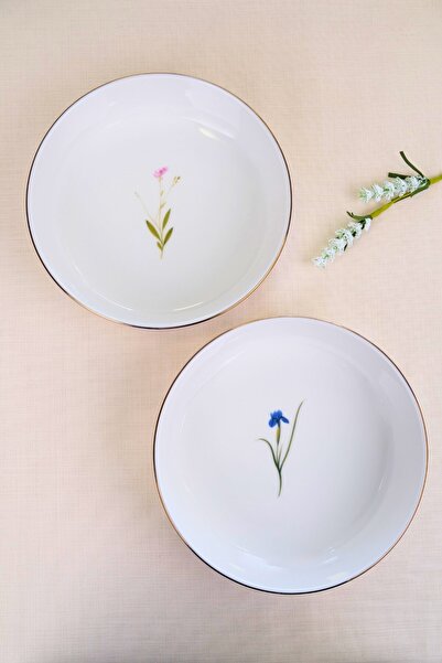 tabakevi Tabak Evi Porcelain Natura Mixed Gold Gilded Bowl 20,50X5Cm 1170Cc 2 Pieces