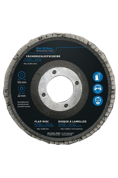 SW-Stahl Set de 10 discuri abrazive cu clapete, 125 mm, granulație NK120, oxi...