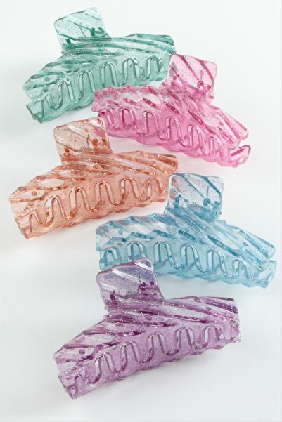 CT STONES مشبك ملولب شفاف ملون 8 سم