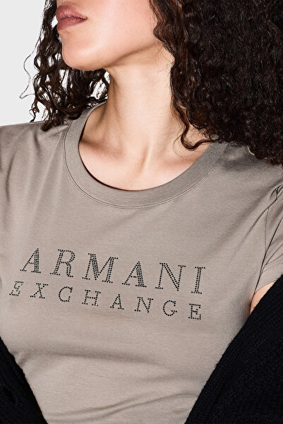 Armani Exchange Μπλουζάκι με λογότυπο από πέτρα 100% βαμβάκι Slim Fit Crew Neck T SHİRT XW001349 AF171