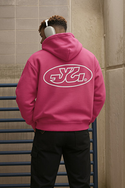 CLASSY.MODA Ανδρικό φούτερ με κουκούλα Οβάλ γραφικό στάμπα με γράμματα Oversi...