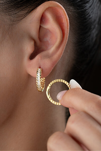 Silvano Jewelry 925 Ayar Baget Taşlı Halka Küpe