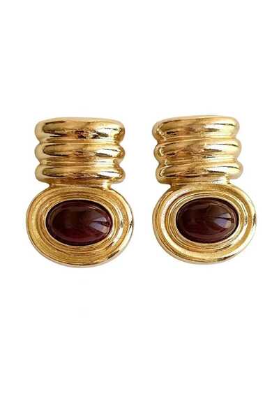 Bubbleatelier Bordo taş detay vintage küpe