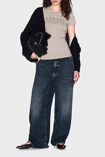 Armani Exchange Μπλουζάκι με λογότυπο από πέτρα 100% βαμβάκι Slim Fit Crew Neck T SHİRT XW001349 AF171