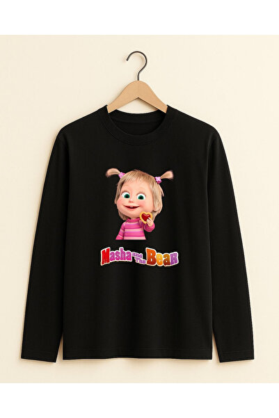 fasardi Maşa İle Koca Ayı Uzun Kollu Kız Çocuk Tişört