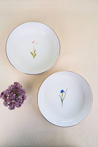 tabakevi Tabak Evi Porcelain Natura Mixed Gold Gilded Bowl 20,50X5Cm 1170Cc 2 Pieces