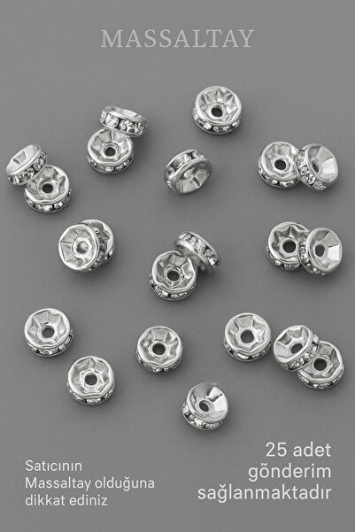Massaltay 25 Adet Gümüş Rondela Kolye Bileklik Tesbih Ara Aparatı Takı Yapım ...