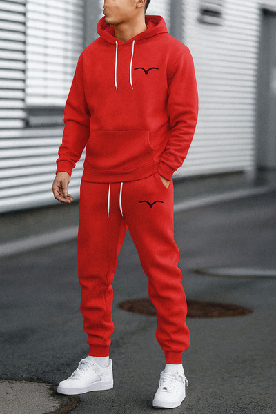 classy moda Set de trening cu glugă cu buzunar cangur cu 3 fire – stil casual...