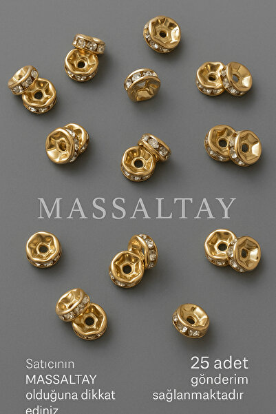 Massaltay 25 Adet Gold Rondela Kolye Bileklik Tesbih Ara Aparatı Takı Yapım M...