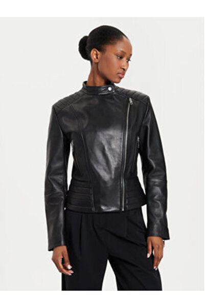 BOSS Γυναικείο Δερμάτινο Μπουφάν 50520779 Μαύρο
