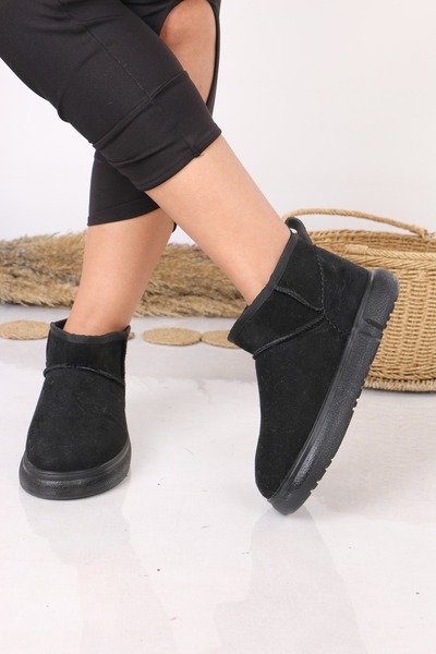 Sembu Mini Süet Yarım Bot Içi Tüylü Düz Taban Kadın Ayakkabı