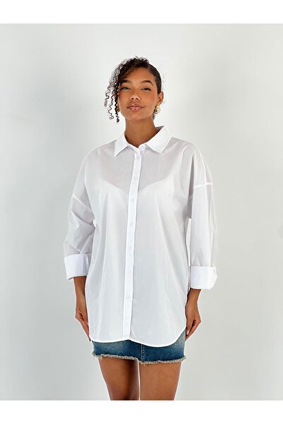 Miss Poem Women's Back Leopard Print White Shirt