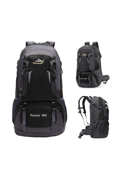 OEM Rucsac de drumeție impermeabil de 60L, negru, cu compartimente multiple