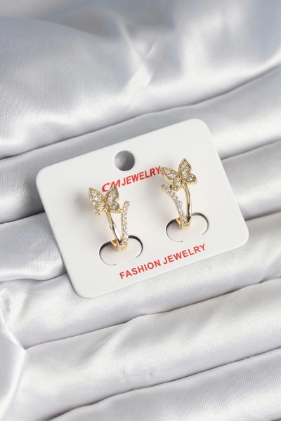 Clariss Brass Gold Color Zircon Stone Butterfly Model Women's Ring