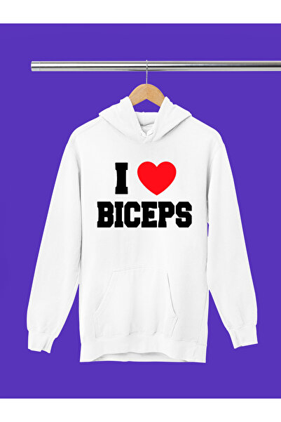MAGORS I LOVE BICEPS, hanorac sportiv cu glugă, cu mânecă lungă, din bumbac, ...