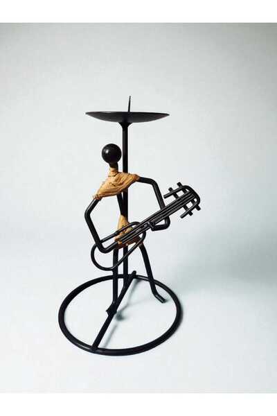 Hureggo vintage gitarist temalı metal mumluk & 16 cm