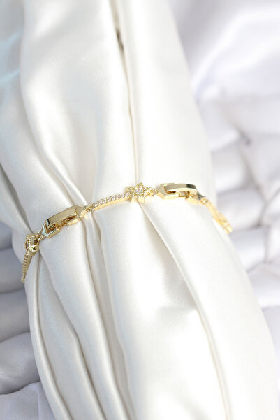 Lisinya سوار نسائي من النحاس بلون ذهبي طراز هالي ستار -