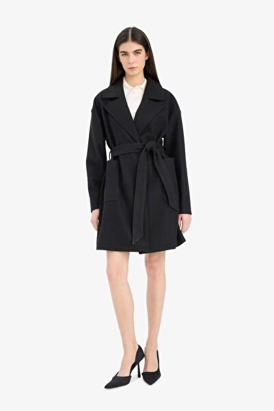 DeFacto Regular Fit Belted Cashmere Coat E8636Ax25Au
