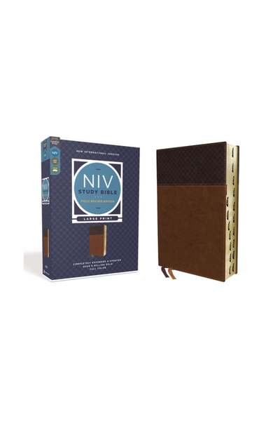 Zondervan NIV Study Bible, Fully Revised Edition, Large Print, Leathersoft, Brown, Red Letter, Thumb Indexed,