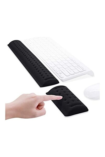 fun zone مجموعة مسند معصم لوحة المفاتيح والفأرة من قطعتين باللون الأسود