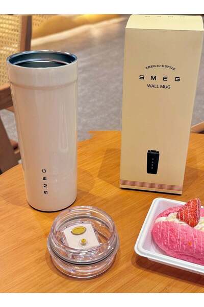 SMEG Travel Coffee Mug, 550ml Insulated Beverage Cup With Leakproof Lid