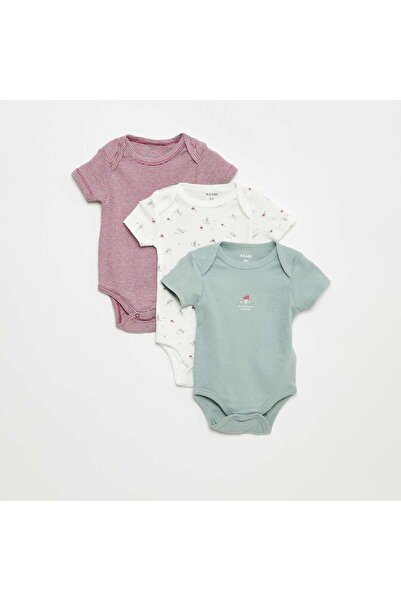 KIABI طقم ملابس داخلية قطنية مطبوع - عبوة من 3 قطع باللون الأبيض