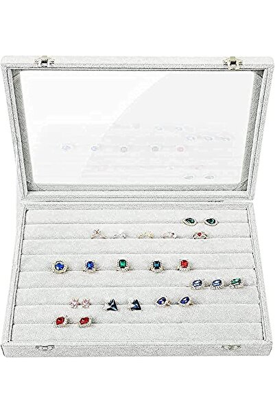 PADOM Jewelry Tray - Multi-Functional Velvet Organizer with Lid & Lock (Ring)