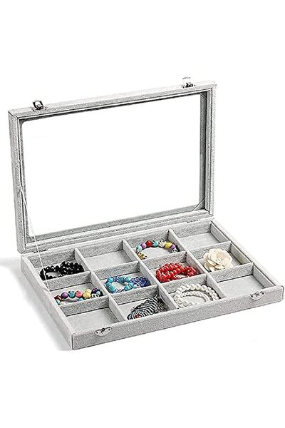 PADOM صينية مجوهرات، منظم مجوهرات متعدد الوظائف مع غطاء وقفل للخاتم والأقراط ...
