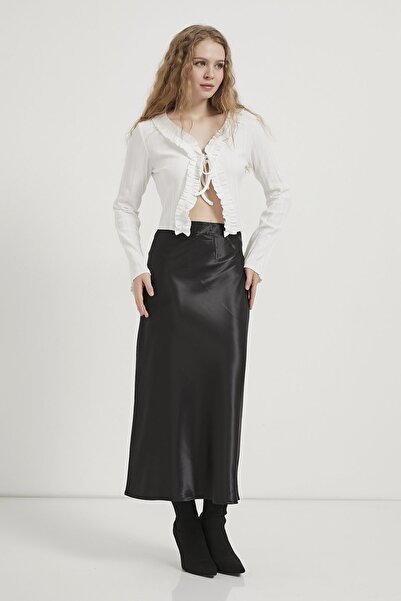 Arma Life Armalife 5014 Midi Satin Women's Skirt with Elastic Waist