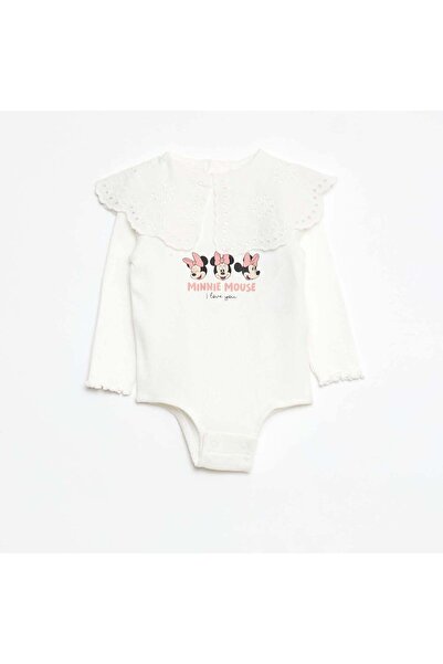 KIABI بدلة جسم ميني ماوس حياكة مضلعة من ديزني باللون الأبيض