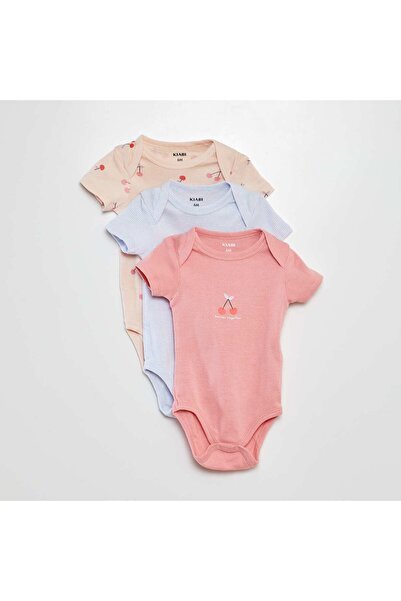 KIABI طقم ملابس داخلية قطنية مطبوع - عبوة من 3 قطع - وردي