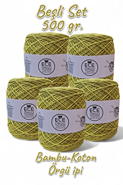 Ece Örgü Tasarım Atölyesi Відкритий зелений бамбук - бавовняна пряжа (500 г)