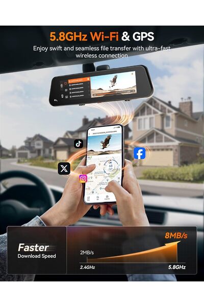 Generic WOLFBOX G900 PRO Mirror Dash Cam (12-inch, Front 4K, Rear 2.5K, STARVIS 2 IMX678)