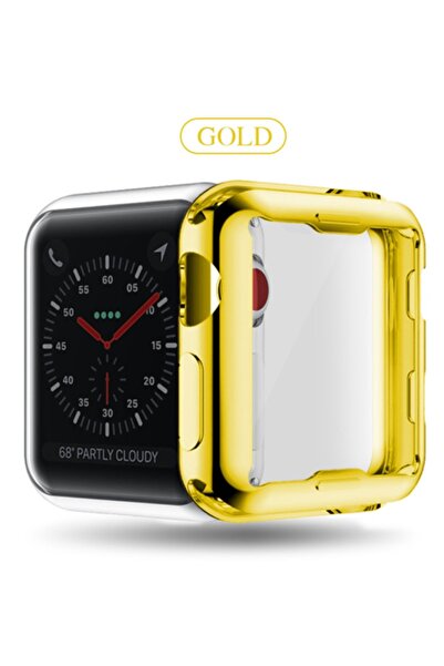 HALAMODO TPU Electroplating All Inclusive New Mold Hand Case Suitable For Apple Watch 3 / 4 / 5 / 6 38mm Gold