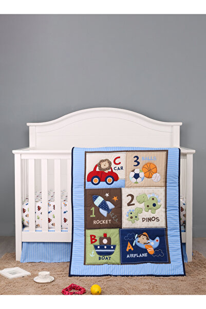 HALAMODO طقم فراش أطفال بتصميم حيوانات كرتونية، مكون من 3 قطع، أزرق، مركبة وح...