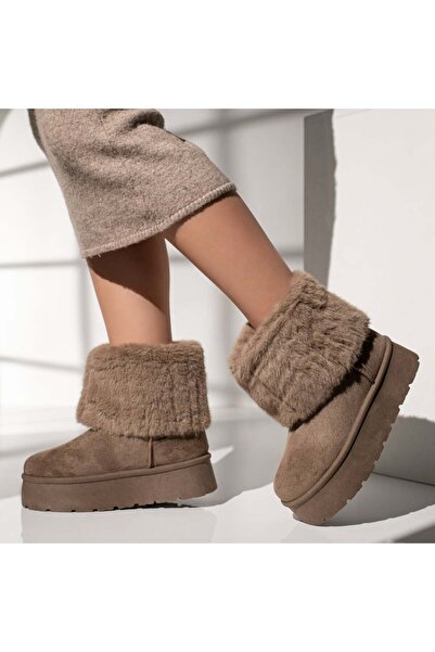 Modlet.ro Cizme de damă din piele intoarsa kaki stil UG MOD12406