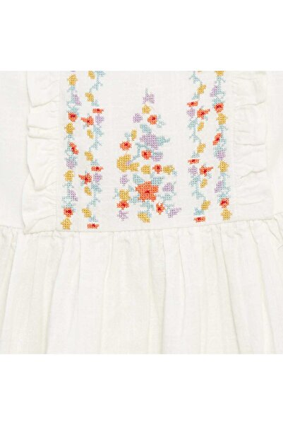 KIABI Woven fabric dress with embroidery WHITE