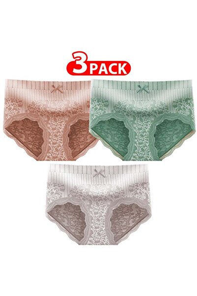 Margoun 3 Packs Women's XL Size Lace Panties with High Waist Comfortable and Stylish Underwear
