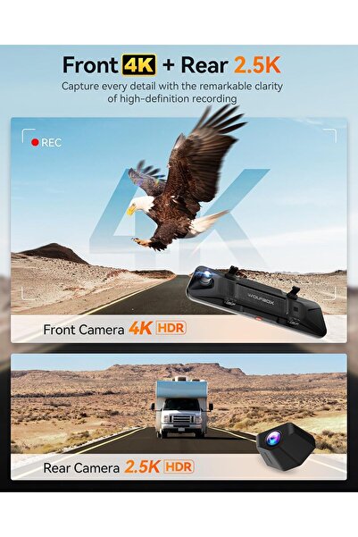 Generic WOLFBOX G900 PRO Mirror Dash Cam (12-inch, Front 4K, Rear 2.5K, STARVIS 2 IMX678)