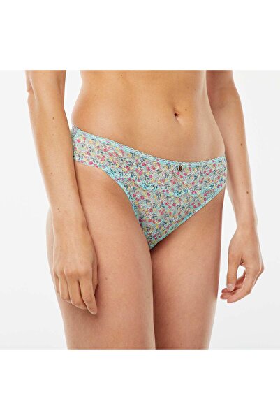 KIABI Three-tone printed lace briefs BLUE
